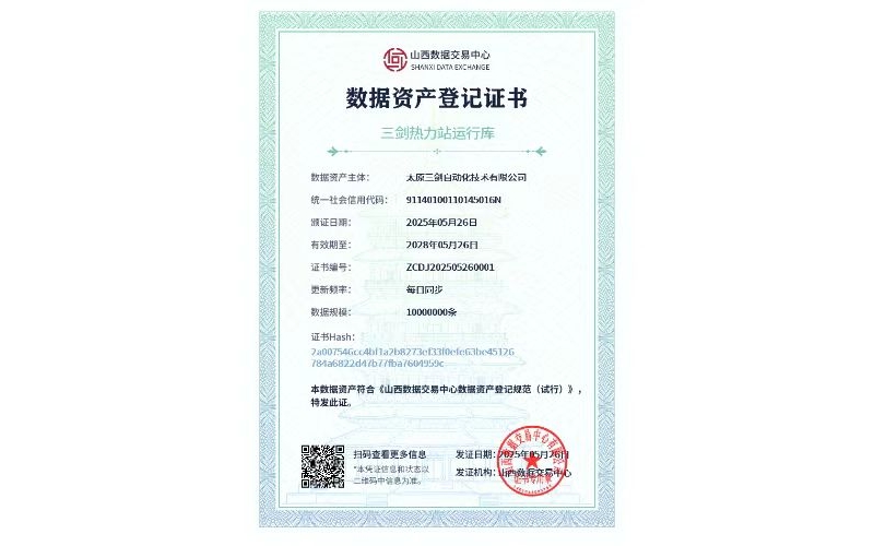 一證三牌！公司在山西數(shù)據(jù)交易中心連獲四項(xiàng)重要認(rèn)證，自動(dòng)化戰(zhàn)略邁入新階段